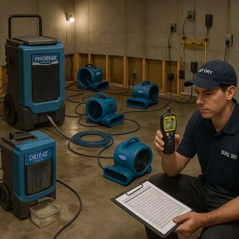 Structural Drying and Dehumidification process in Fremont, NC